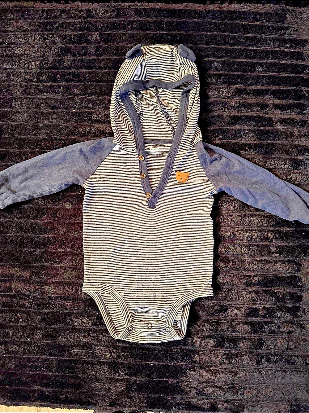 Carter's Striped Bear Hooded Bodysuit Baby 18M